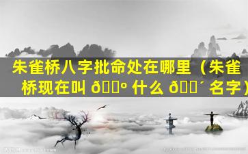 朱雀桥八字批命处在哪里（朱雀桥现在叫 🌺 什么 🐴 名字）